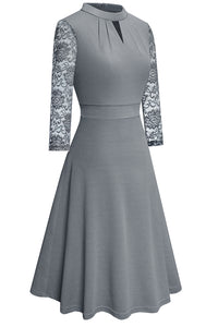 Round Neck Three-Quater Sleeve Cutout Dress