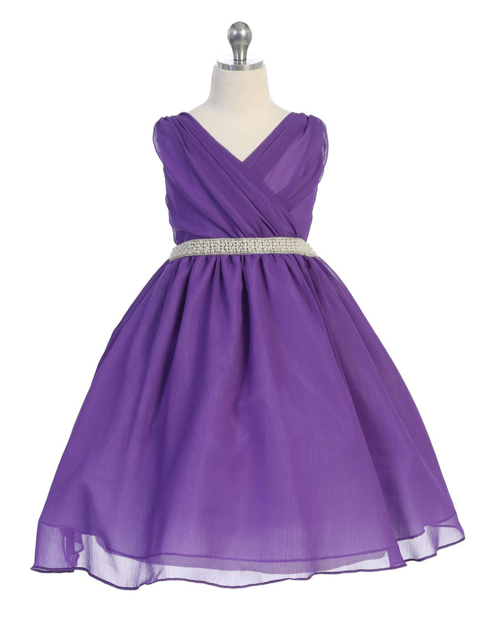 Purple Cross Body Chiffon Dress