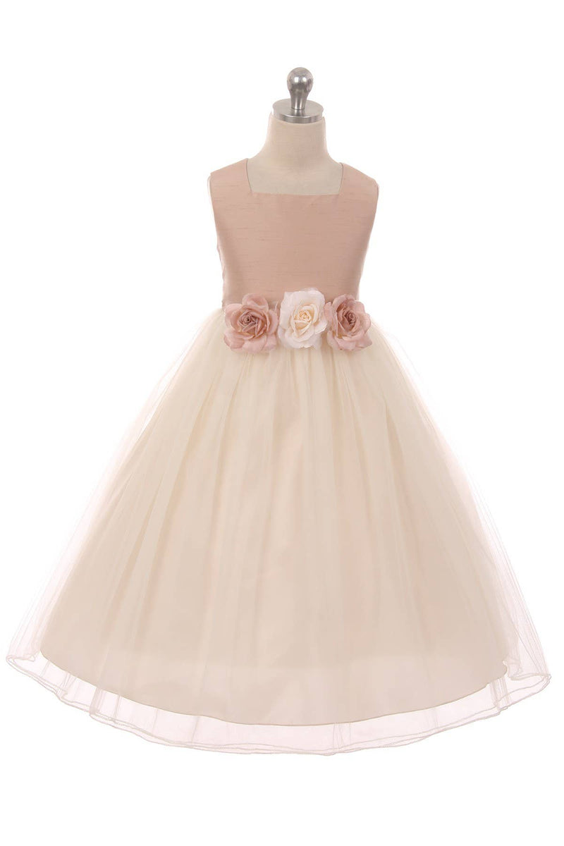 Dusty Rose and Cream Vintage Rose Satin Tulle Dress
