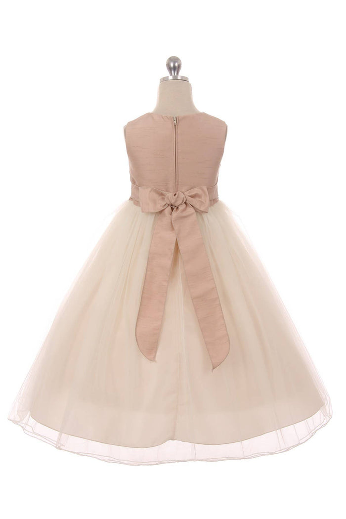 Dusty Rose and Cream Vintage Rose Satin Tulle Dress