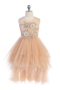 Vintage Rose Detachable Skirt Dress Embellished Applique