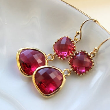 Fuchsia Pink Gold Earring