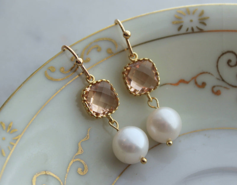 Gold & Blush Pearl Earrings