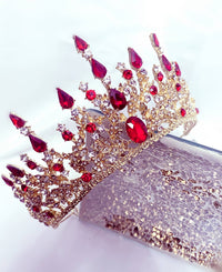 Red Bridal Crown Wedding Tiara, Bridal Headpiece