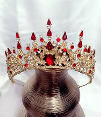 Red Bridal Crown Wedding Tiara, Bridal Headpiece