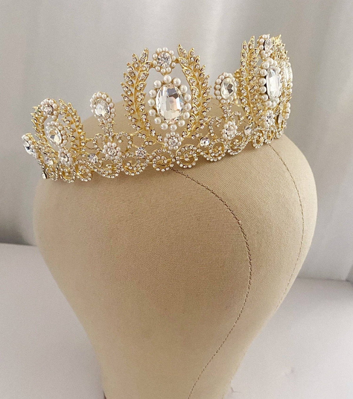 Gold Victorian Inspired Crown, rhinestones only no pearls