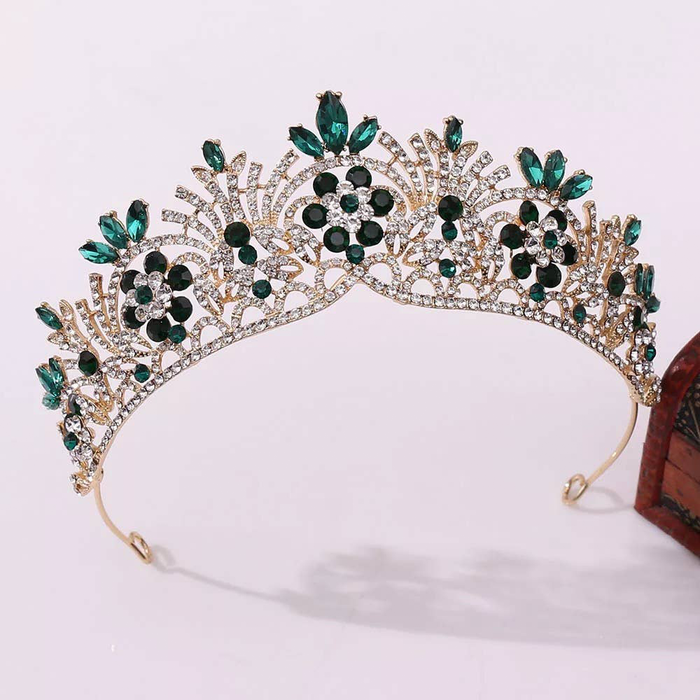 Emerald Green Diamonds Crystal Crown tiara