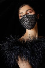 Black Lace and Beading Face Mask