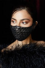 Black Lace and Beading Face Mask